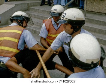 Washington, DC. USA, 6th April, 1980
D.C. And US Park Police Clash With Supporters Of The Ayatollah Khomeini And The Iranian Islamic Revolution.
