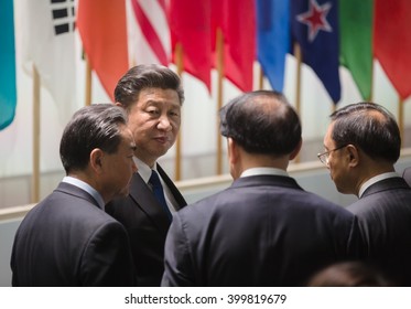 WASHINGTON D.C., USA - Apr 01, 2016: President of the People's Republic of China Xi Jinping Nuclear on the Nuclear Security Summit in Washington. Working moments of the summit