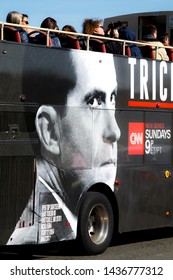 Washington, DC, USA – April 1, 2019: Local Metro Bus With Advertisement For Richard Nixon TV Program