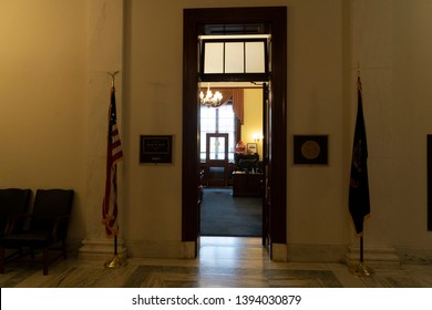 WASHINGTON DC, USA - APRIL 29 2019 - Interior Of Russel Senate Bulding In Front Of Capitol Congress Detail Of Senator Room Open To Public