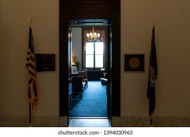 WASHINGTON DC, USA - APRIL 29 2019 - Interior Of Russel Senate Bulding In Front Of Capitol Congress Detail Of Senator Room Open To Public