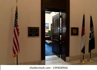 WASHINGTON DC, USA - APRIL 29 2019 - Interior Of Russel Senate Bulding In Front Of Capitol Congress Detail Of Senator Room Open To Public