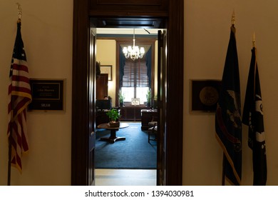 WASHINGTON DC, USA - APRIL 29 2019 - Interior Of Russel Senate Bulding In Front Of Capitol Congress Detail Of Senator Room Open To Public