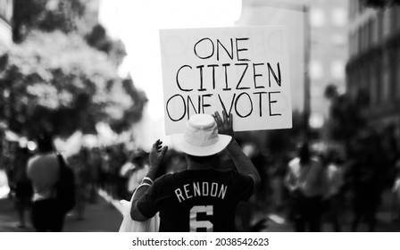 Washington, D.C. | U.S.A. - Aug 28, 2021: March On for Voting Rights "One Citizen, One vote"