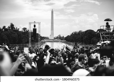 Washington D.C. / U.S.A. - Aug 28th 2020: The Commitment March (March on Washington 2020) by the Lincoln Memorial