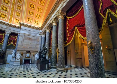 Washington, DC, USA - August 04, 2012: Interior Of Statuary Hall In The US Capitol Building 