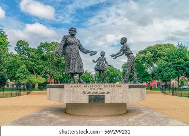 WASHINGTON DC, USA - AUGUST 5, 2016: Statue of Mary Jane McLeod Bethune - an American educator and civil rights activist known for starting a private school for African-American students in Florida. 