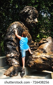 Washington, DC, USA August 7  A Young Boy Enjoys Scaling Albert Einstein At The National Academy Of Sciences In Washington, DC