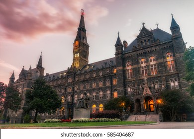 WASHINGTON DC, USA - AUGUST 8, 2016: Territory of Georgetown University, private research university - the oldest Catholic and Jesuit-affiliated institution of higher education in the USA.