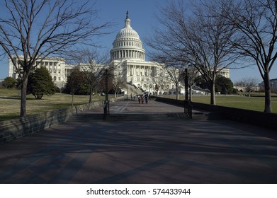 WASHINGTON, D.C., USA - CIRCA 2016: The United States Capitol in Washington, D.C., the seat of the U.S. Congress, the legislative branch of the U.S. federal government, captured in sunny weather.
