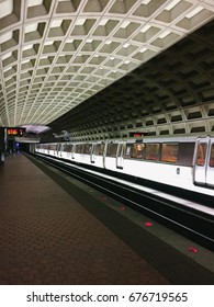 WASHINGTON D.C., USA - CIRCA MAY 2017: Platform Of A Metro Station In Washington D.C., Designed By Chicago Architect Harry Weese