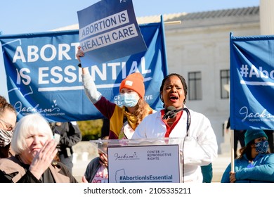 Washington, DC, USA - December 1, 2021: Dr. Jamila Perritt. President And CEO, Physicians For Reproductive Health (PRH), Speaking At The Abortion Rights Rally At The Jackson Women's Health V. Dobbs