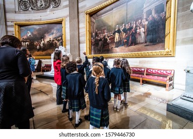 Washington, DC / USA Feb 5, 2019
Kids From A Private School In MD Visiting One Of The Galleries Of The Capitol Visitor Center.