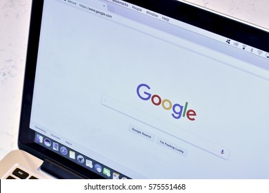 WASHINGTON DC, USA - FEBRUARY 09, 2017: An Apple MacBook Pro Displaying A Google Search On The Google Chrome Browser.