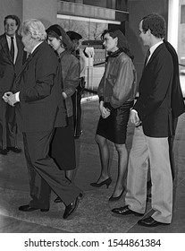 Washington DC, USA, February 19, 1984. Princess Grace Foundation Luncheon At The State Department, Prince Rainier III (L) Princess Caroline, (C) Princess Stephanie (2nd R) And Prince Albert Arrive 