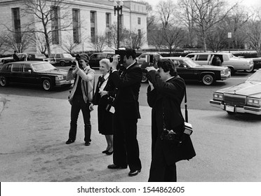 Washington DC, USA, February 19, 1984
Princess Grace Foundation Luncheon At The United States State Department, Paparazzis Including Ron Galella (2nd From Right) Line Up To Photograph The Celebs