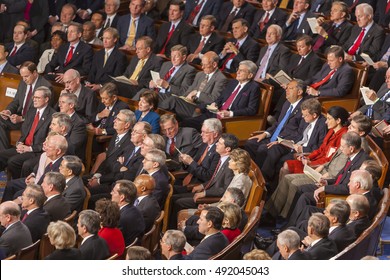 WASHINGTON, DC, USA - FEBRUARY 2, 2005: Members Of U.S. Congress Look On As President George W. Bush Delivers His State Of The Union Speech Before A Joint Session Of Congress.