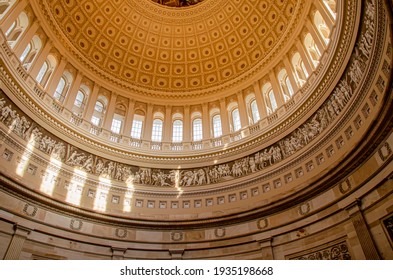 Washington, DC, USA February 25, 2020. The Dome Inside Of US Capitol In Washington DC