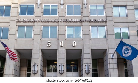 Washington D.C., USA - February 29, 2020: US Immigration and Customs Enforcement building in Washington, D.C. USA.