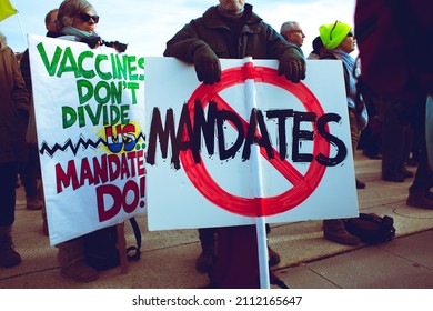 Washington, D.C. | U.S.A. - Jan 23rd, 2022: Defeat the Mandates (Anti-Vaxx, Conspiracy Theory) Rightwing Protest