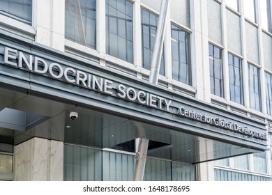 Washington, D.C., USA - January 12, 2020: Endocrine Society Sign At Their Headquarters In Washington, D.C.; Endocrine Society  Is A Medical Organization In The Field Of Endocrinology And Metabolism. 