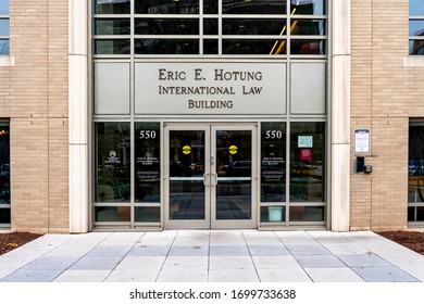 Washington, DC, USA- January 12, 2020:  Entrance Of Eric E. Hotung International Law Building At Georgetown University Law Center Washington, DC, USA. 