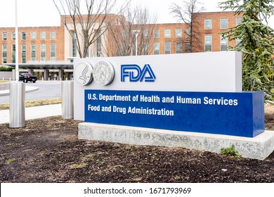 Washington, D.C., USA- January 13, 2020: FDA Sign outside their headquarters in Washington DC. The Food and Drug Administration (FDA or USFDA) is a federal agency of the USA.