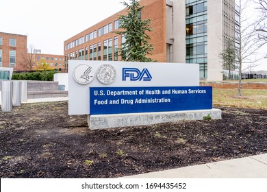 Washington, D.C., USA- January 13, 2020: FDA Sign outside their  headquarters in Washington DC. The Food and Drug Administration (FDA or USFDA) is a federal agency of the USA.