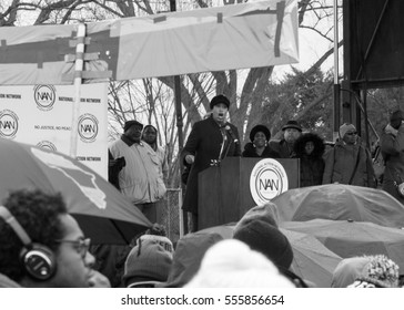 Washington, D.C., USA - January 14 2017: DC Mayor Muriel Bowser Addresses Demonstrators At The National Action Network's 'We Shall Not Be Moved' March