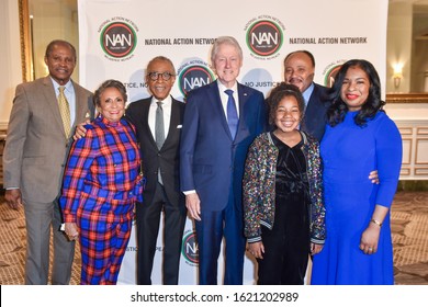 WASHINGTON, DC, USA - JANUARY 20, 2020: Cathy Hughes, Al Sharpton, Bill Clinton, Martin Luther King III At National Action Networks MLK Jr. Day Breakfast At The Mayflower Hotel.