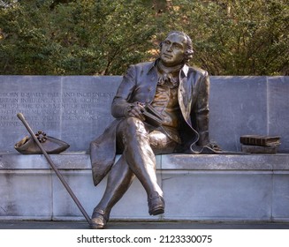 WASHINGTON, DC, USA - JANUARY 24, 2022: George Mason Memorial, Statue.