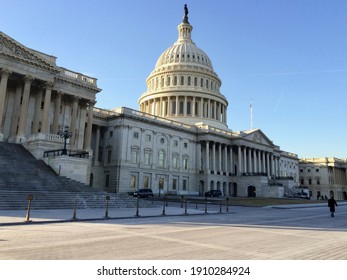 Washington D.C., USA - January 31 2014:  The front facade of the U.S. Capitol building on Capitol Hill