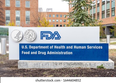 Washington, D.C., USA- January13, 2020: FDA Sign Outside Their  Headquarters In Washington. The Food And Drug Administration (FDA or USFDA) Is A federal Agency Of The USA.