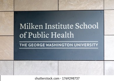 Washington, D.C. / USA - July 03 2020: Sign Outside Of The Milken Institute School Of Public Health At The George Washington University.