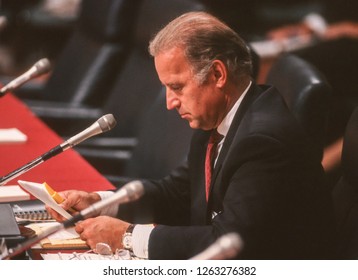 WASHINGTON, DC, USA - JULY 21, 1993: U.S. Senator Joseph Biden (D-Delaware), Chairman U.S. Senate Judiciary Committee.