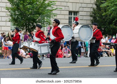Washington, D.C., USA - July 4, 2016, The National Independence Day Parade is the  Fourth of July Parade in the capital of the United States, it  commemorates the Declaration of Independence.