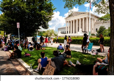 Washington, DC, USA - July 4, 2020: Protesters Stage A Sit In In Front Of The United States Supreme Court In Support Of Black Women, Sponsored By The UDC Black Law Student Association