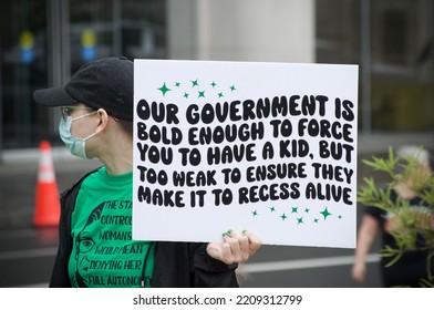 Washington DC, USA - July 8 2022: Protester Holds Sign At The Women’s March To Protect Abortion Access