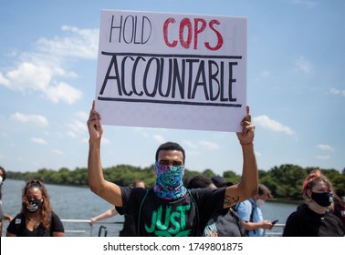 Washington D.C. / U.S.A. - Jun 4th 2020: Black Lives Matter Protests, Washington D.C., By The MLK Memorial