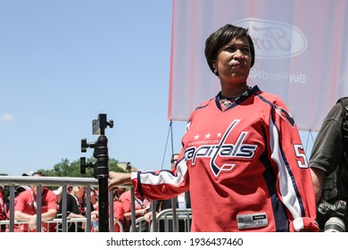 Washington, DC, USA - June 11, 2018: DC Mayor Muriel Bowser Preparing To Deliver Remarks At The Washington Capitals Stanley Cup Championship Parade