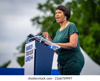 Washington, DC USA - June 11, 2022: DC Mayor Muriel Bowser Speaks At The March For Our Lives Rally At The Washington Monument.