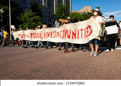 Washington, DC, USA - June 12, 2020: Protesters March Down Pennsylvania Avenue In Support Of Funding Communities Instead Of Police At The 