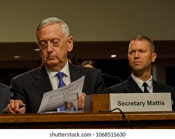 Washington DC. USA, June 13, 2017.
Secretary Of Defense James Mattis Answers Questions During Senate Appropriations Subcommittee Budget Hearing, 