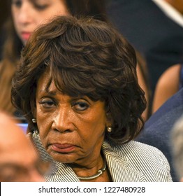 Washington DC, USA, June 13, 2017 
Congresswoman Maxine Water is seated behind Mary Sessions the wife of Attorney General Jeff Sessions during his testimony before the Senate Intelligence Committee 