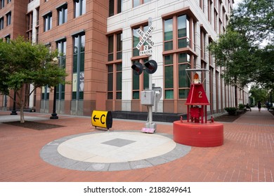 Washington, DC, USA - June 22, 2022: Artifacts Honoring The History Of The Department Of Transportation (DOT) Are Seen On The Transportation Walk Outside Its Headquarters Building In Washington, DC.