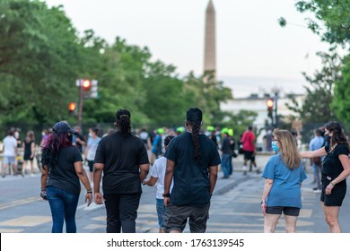 Washington, D.C. / USA - June 24 2020: Black Lives Matter Protesters Continue Outside White House As Executive Order  Protecting National Statues, Monuments Announced. 