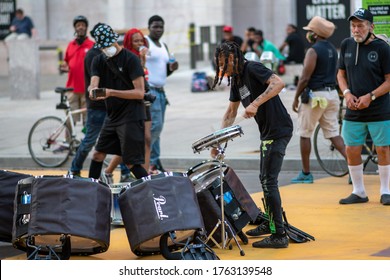 Washington, D.C. / USA - June 24 2020: Black Lives Matter Protesters Continue Outside White House As Executive Order  Protecting National Statues, Monuments Announced. 