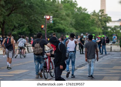 Washington, D.C. / USA - June 24 2020: Black Lives Matter Protesters Continue Outside White House As Executive Order  Protecting National Statues, Monuments Announced. 