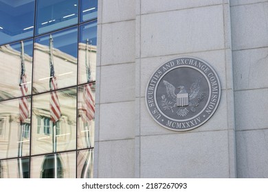 Washington, DC, USA - June 25, 2022: The Logo Of The U.S. Securities And Exchange Commission (SEC) Is Seen At Its Headquarters In Washington, DC.