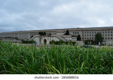 Washington, DC/ USA - June 27 2015: Grass Bushes In Front Of The Pentagon